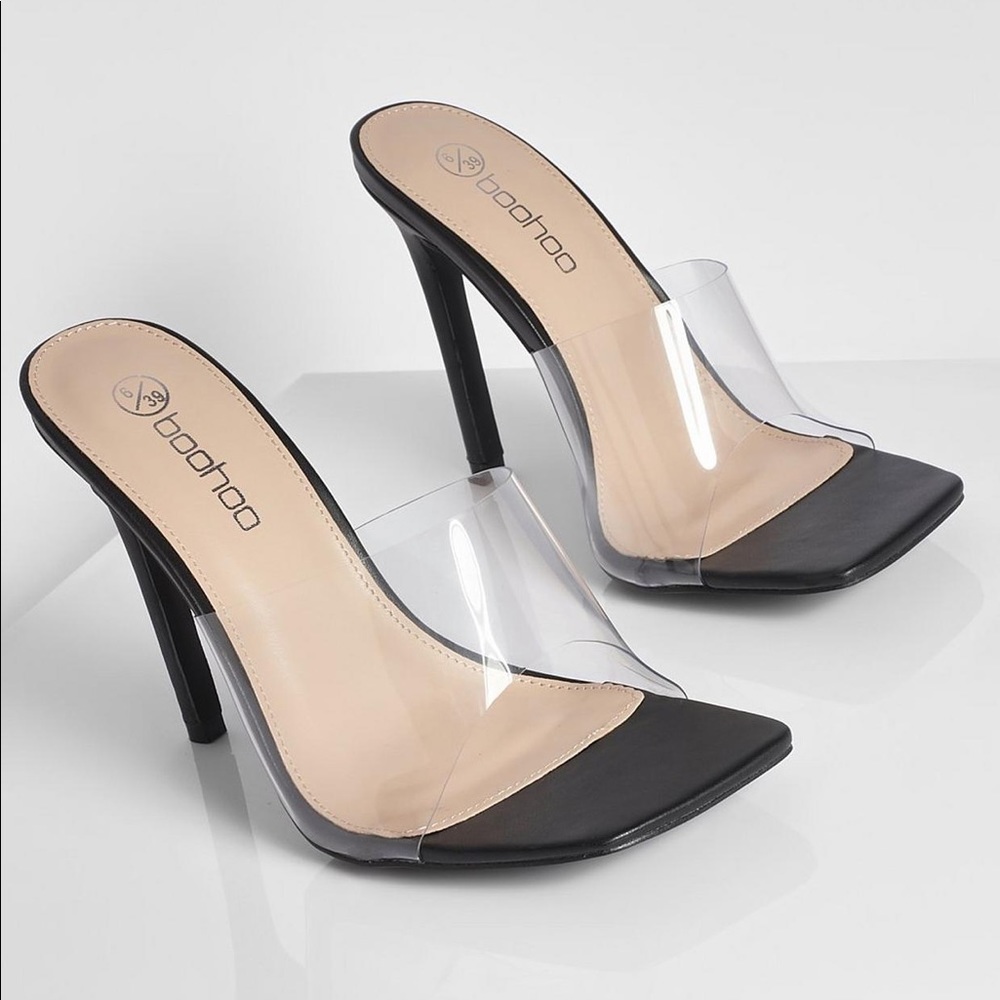 Clear block heels